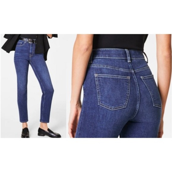 SPANXsculpt ReDefine Slim Straight Stretch Jeans Medium Indigo Blue Women's 12 - Picture 12 of 12